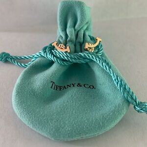 Genuine Tiffany T smile 18k rose gold pierced earrings